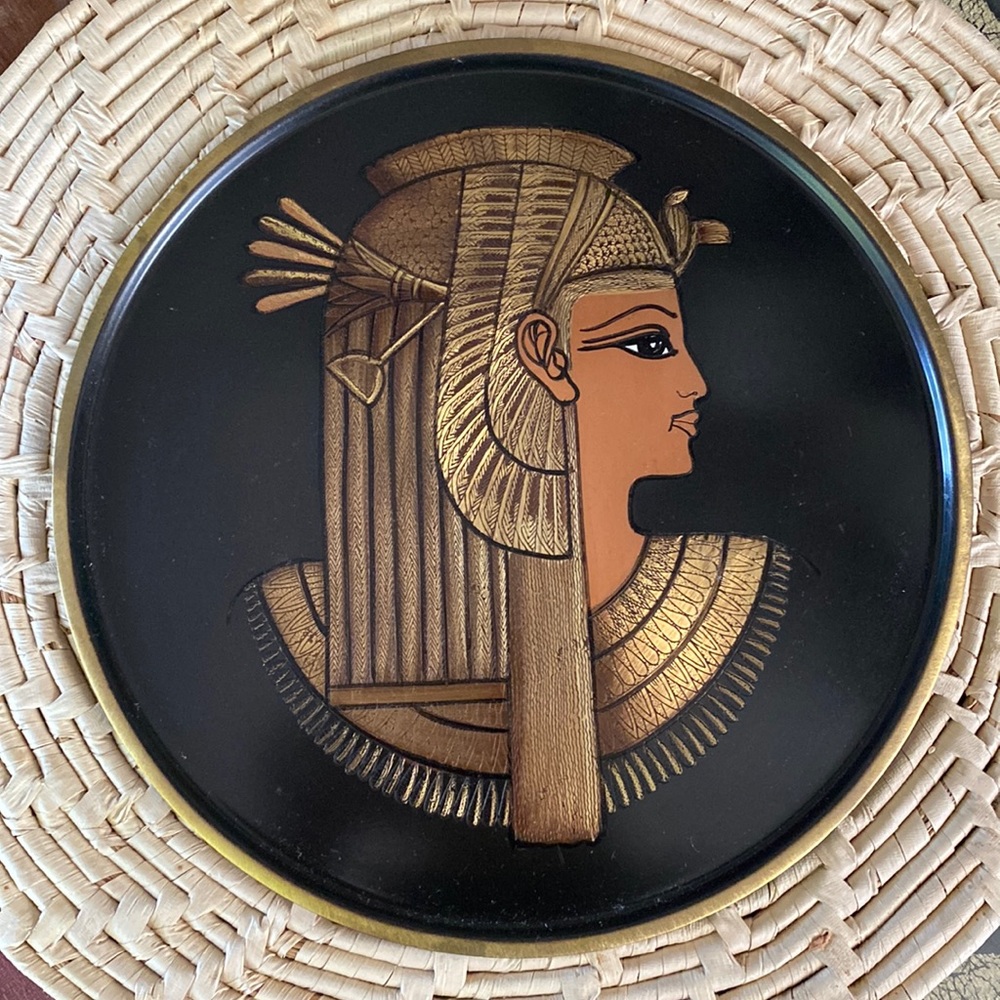 Vintage Etched Brass Egyptian Deity Wall Decor